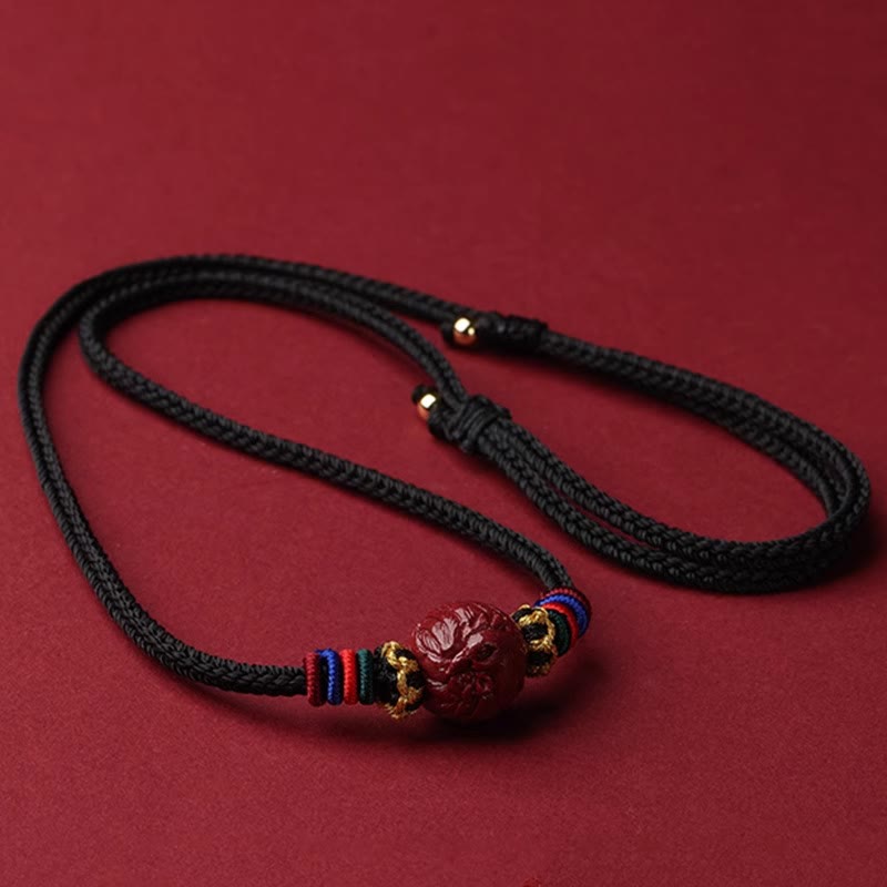Cinnabar Chinese Zodiac Black String Blessing Necklace Pendants