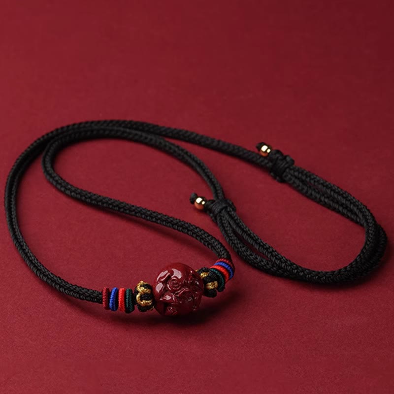 Cinnabar Chinese Zodiac Black String Blessing Necklace Pendants