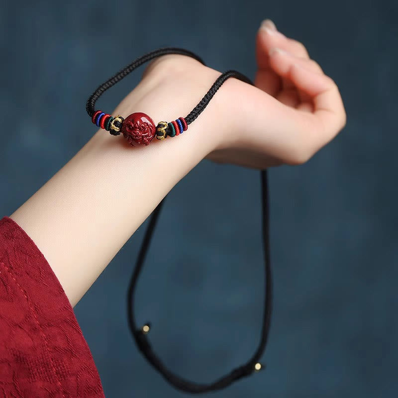 Cinnabar Chinese Zodiac Black String Blessing Necklace Pendants