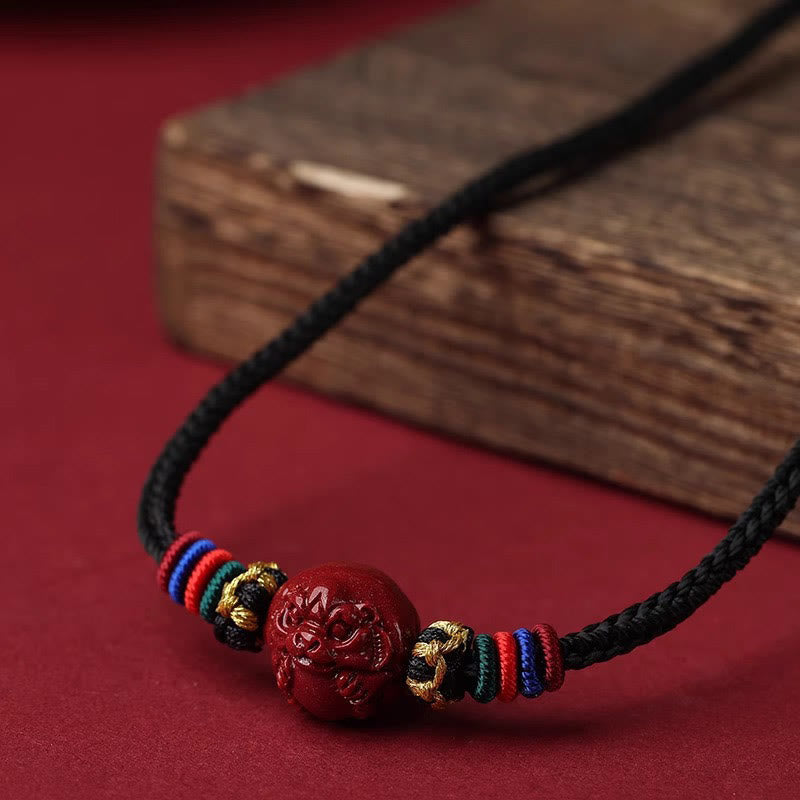 Cinnabar Chinese Zodiac Black String Blessing Necklace Pendants