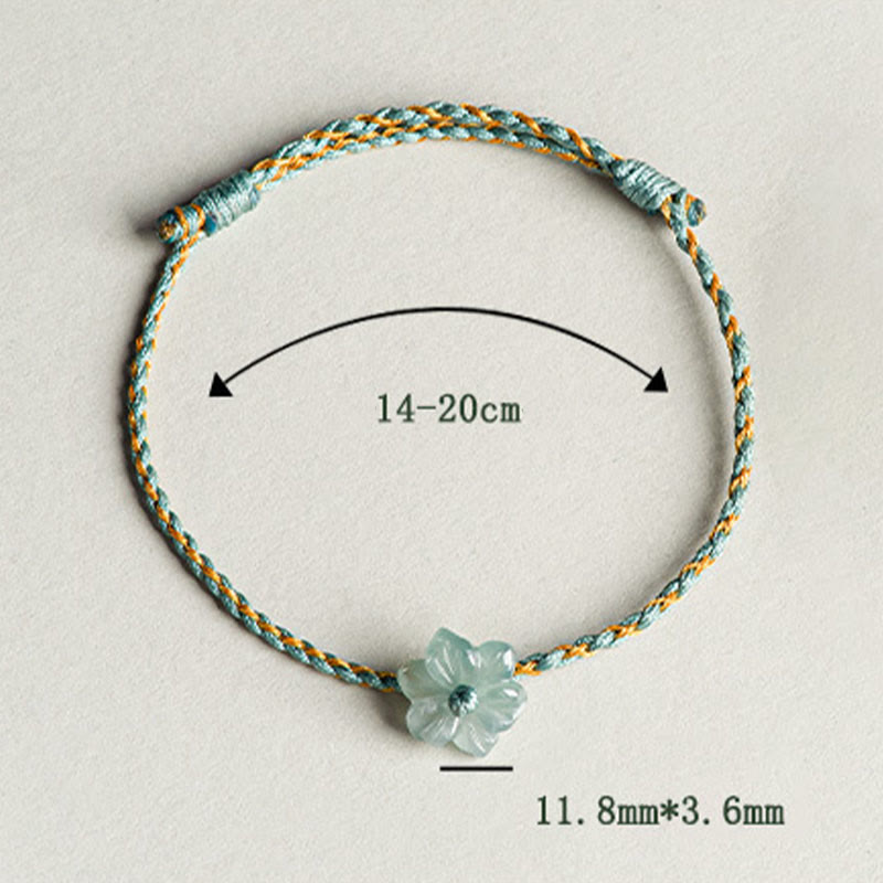 Handmade Green String Jade Orchid Braided Prosperity Bracelet