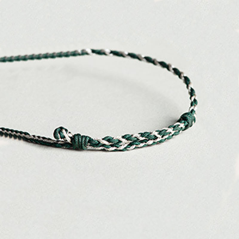 Handmade Green String Jade Orchid Braided Prosperity Bracelet
