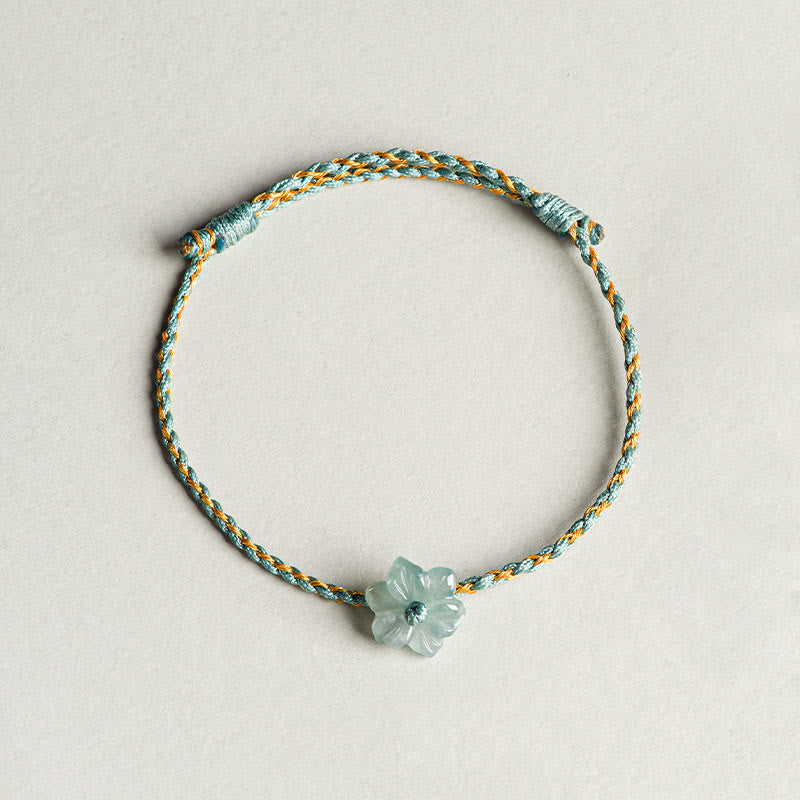 Handmade Green String Jade Orchid Braided Prosperity Bracelet