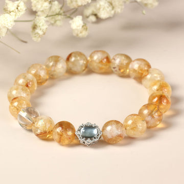 Natural Citrine Rutilated Quartz Prosperity Bracelet