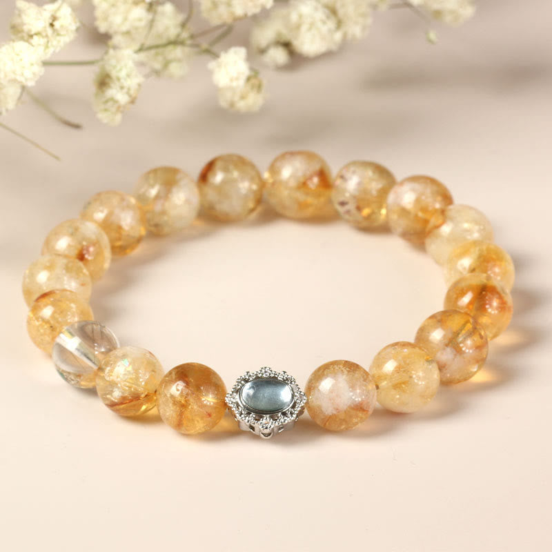 Natural Citrine Rutilated Quartz Prosperity Bracelet