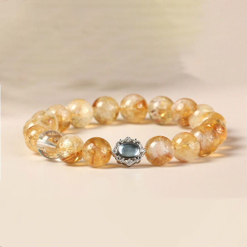 Natural Citrine Rutilated Quartz Prosperity Bracelet