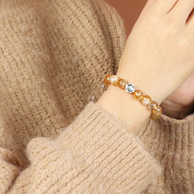 Natural Citrine Rutilated Quartz Prosperity Bracelet