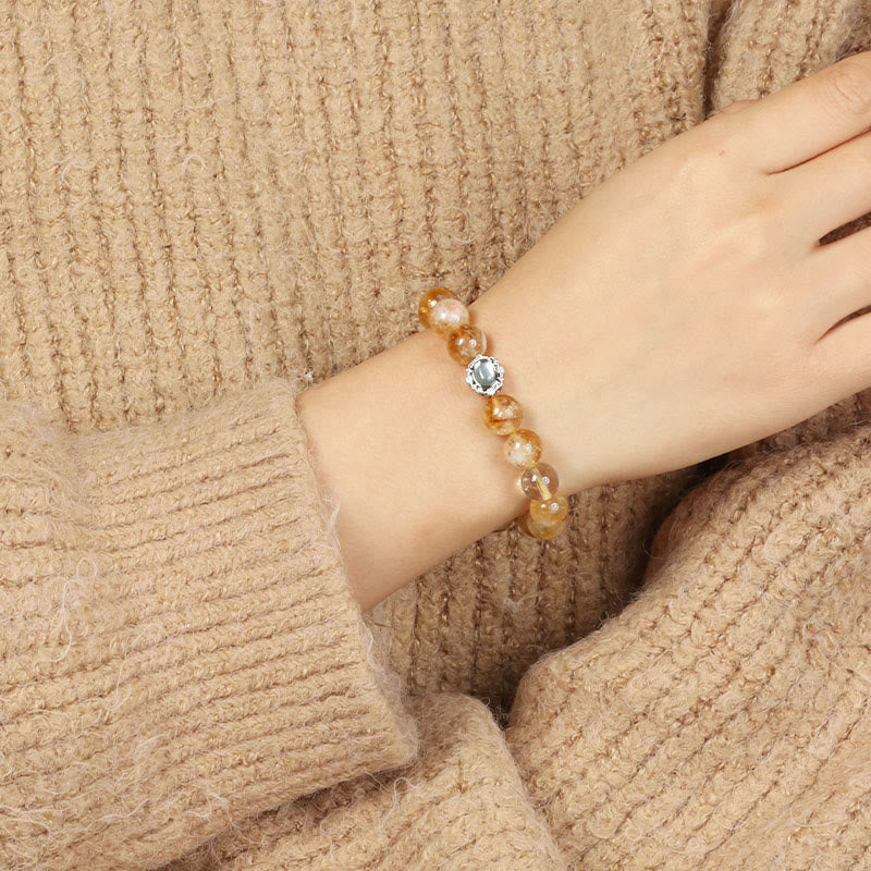Natural Citrine Rutilated Quartz Prosperity Bracelet