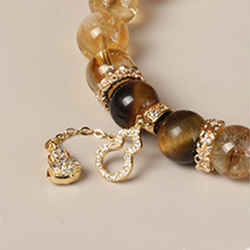 Natural Tiger Eye Citrine Beads Fortune Gourd Strength Bracelet
