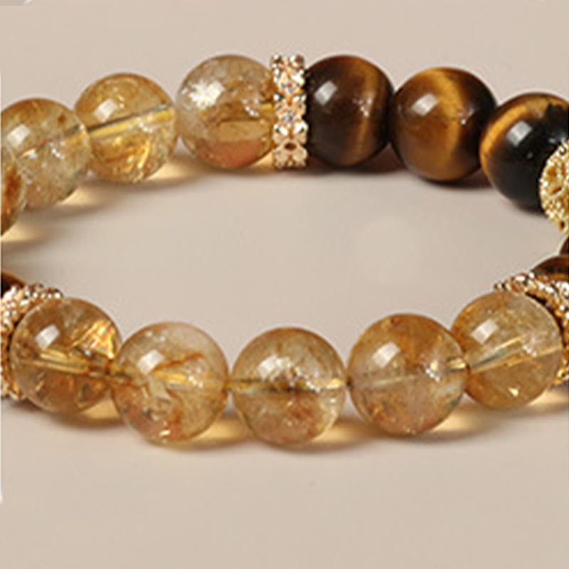 Natural Tiger Eye Citrine Beads Fortune Gourd Strength Bracelet