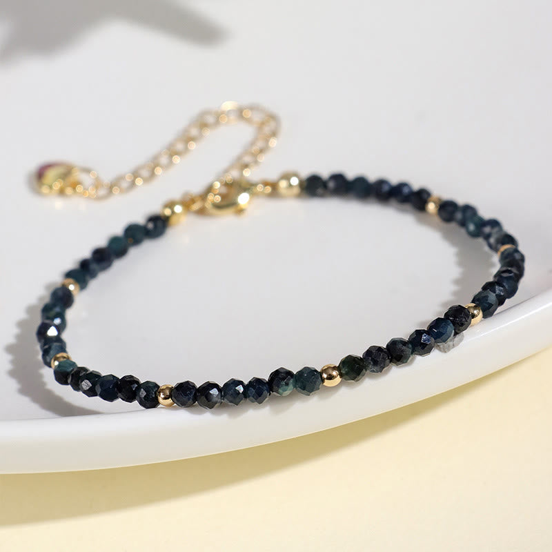 Indicolite Tourmaline Copper Beads Wisdom Bracelet
