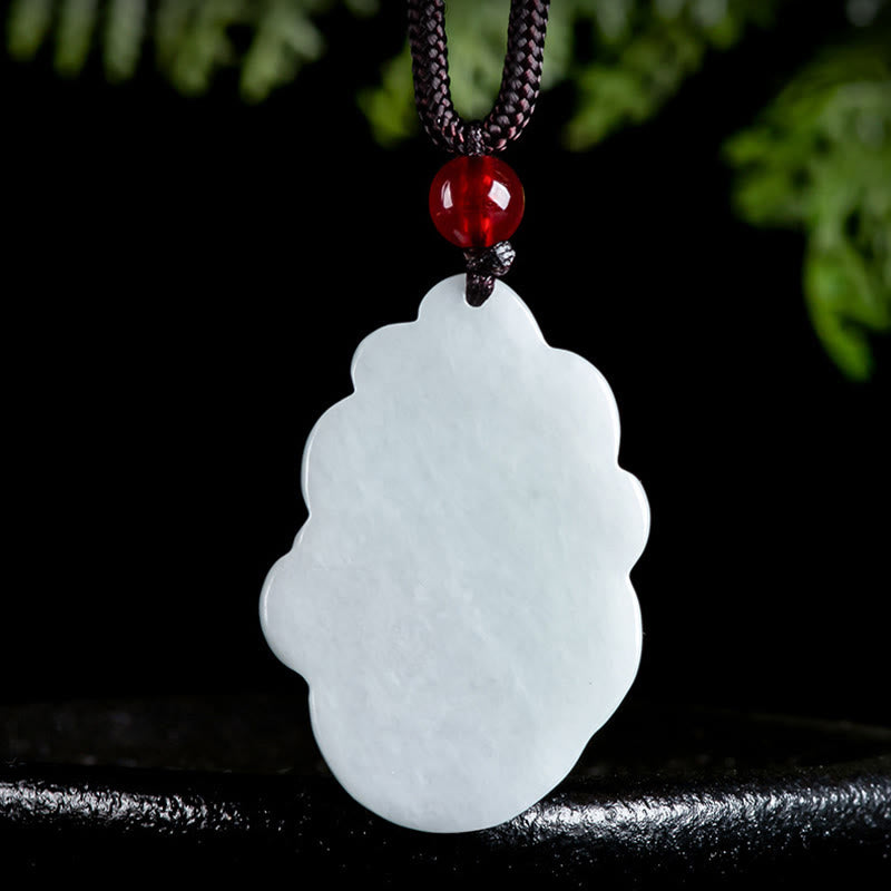 Natural Jade Nine Tailed Fox Luck Necklace Pendant