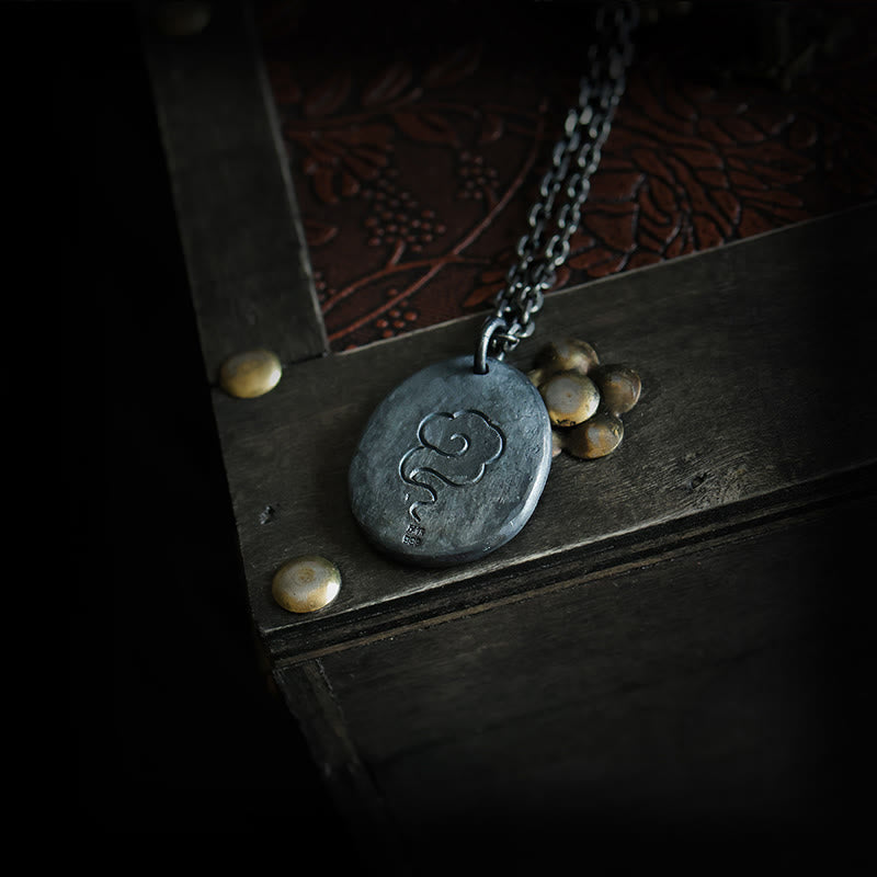 999 Sterling Silver 24k Gold Crane Auspicious Clouds Balance Necklace Pendant