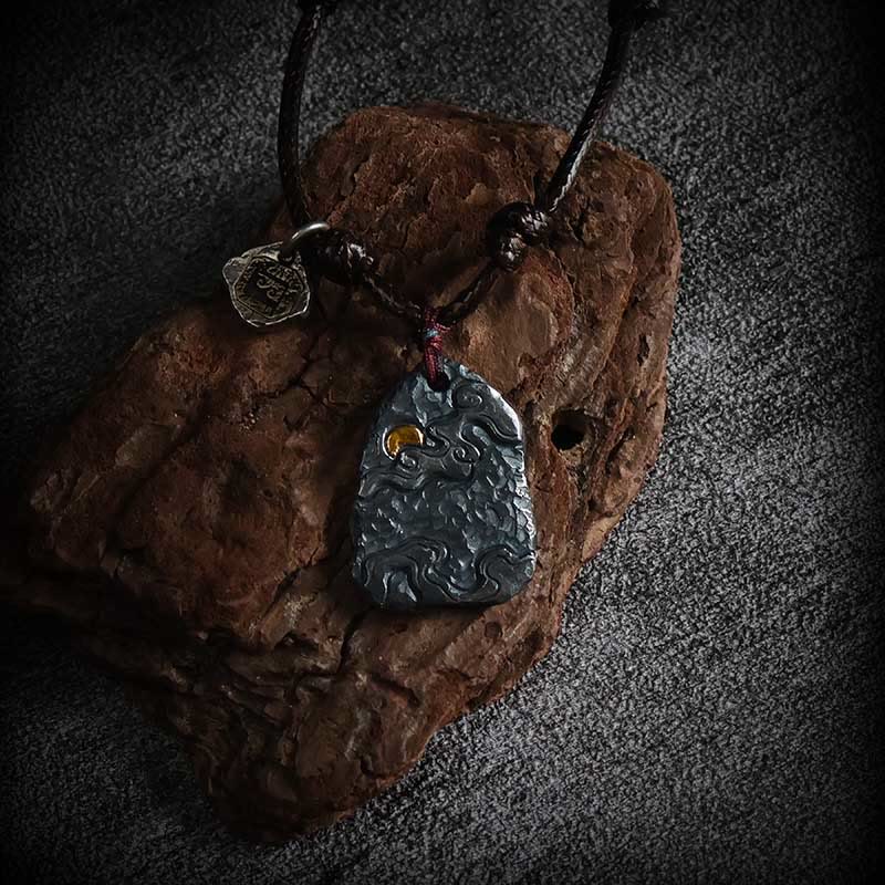 999 Sterling Silver 24k Gold Auspicious Clouds Protection Necklace Pendant