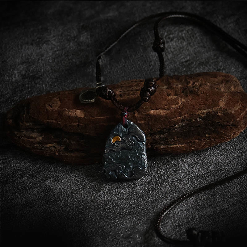 999 Sterling Silver 24k Gold Auspicious Clouds Protection Necklace Pendant