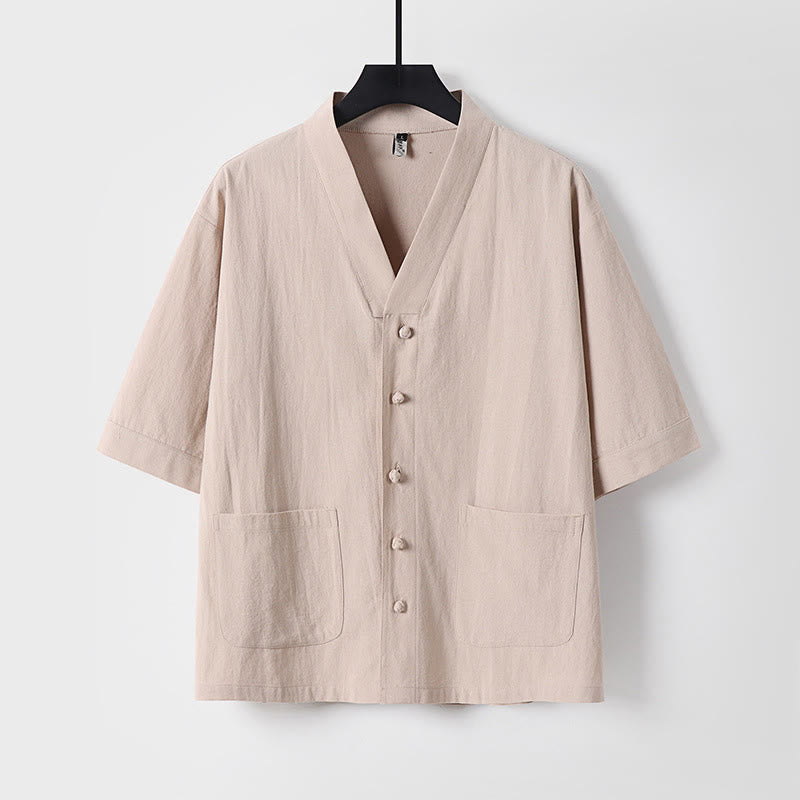 Breathable Cotton Linen Three-Quarter Sleeve Mindful Meditation Shirt