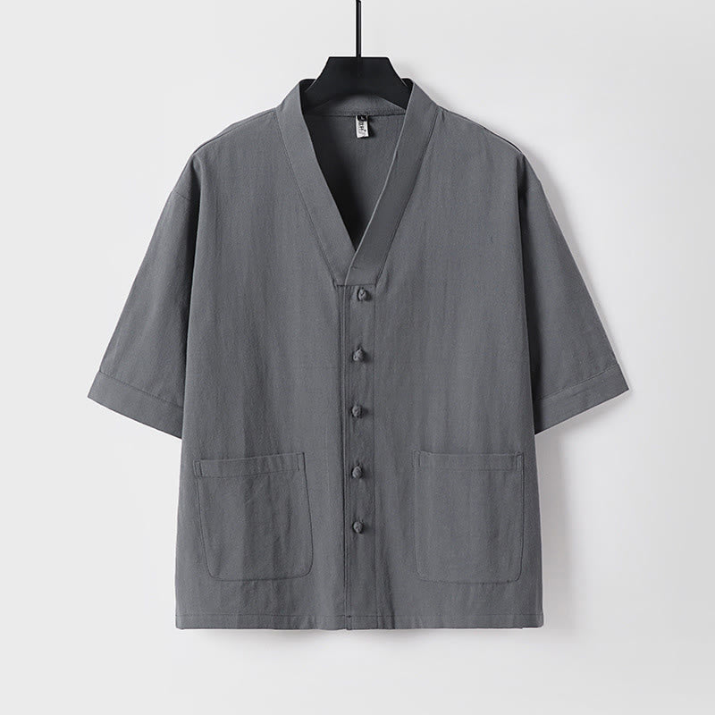 Breathable Cotton Linen Three-Quarter Sleeve Mindful Meditation Shirt