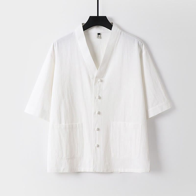Breathable Cotton Linen Three-Quarter Sleeve Mindful Meditation Shirt
