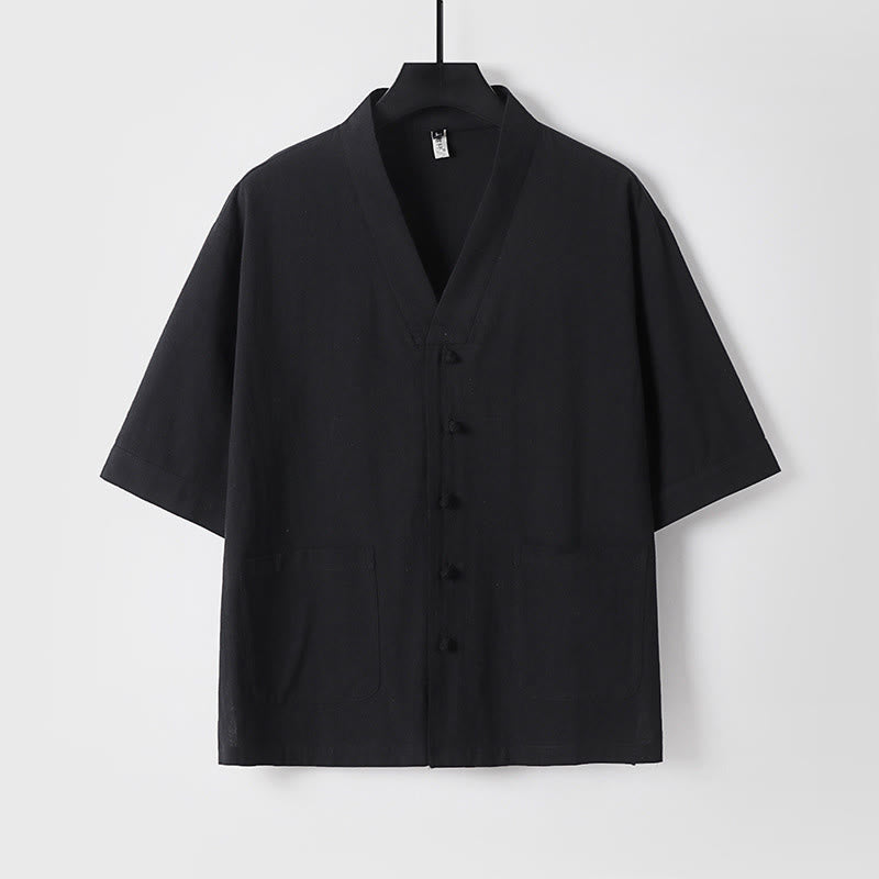 Breathable Cotton Linen Three-Quarter Sleeve Mindful Meditation Shirt