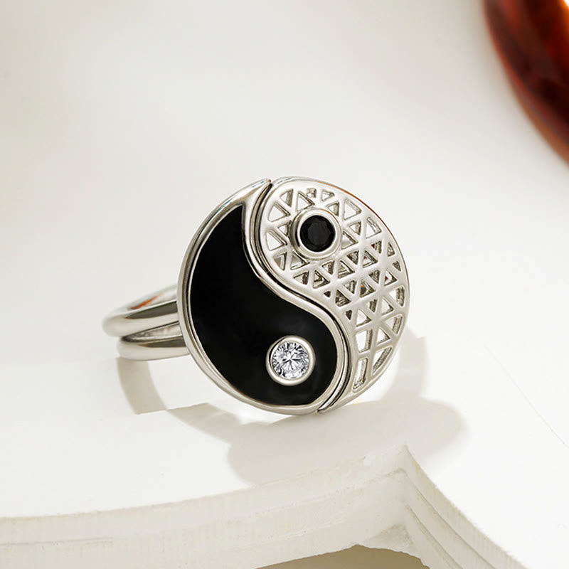 Yin Yang Titanium Steel Cuff Balance Couple Ring