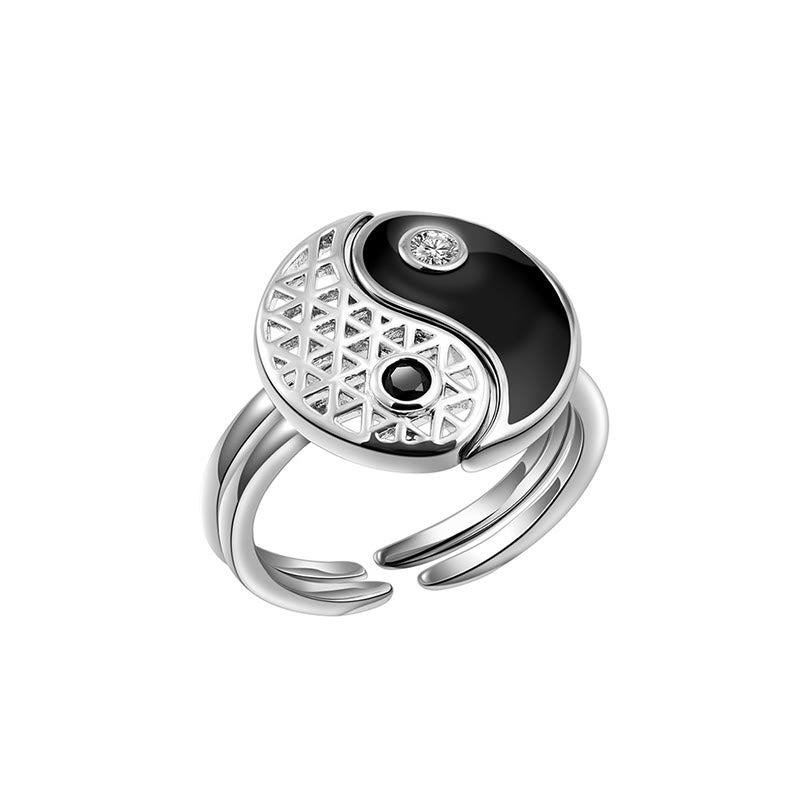Yin Yang Titanium Steel Cuff Balance Couple Ring