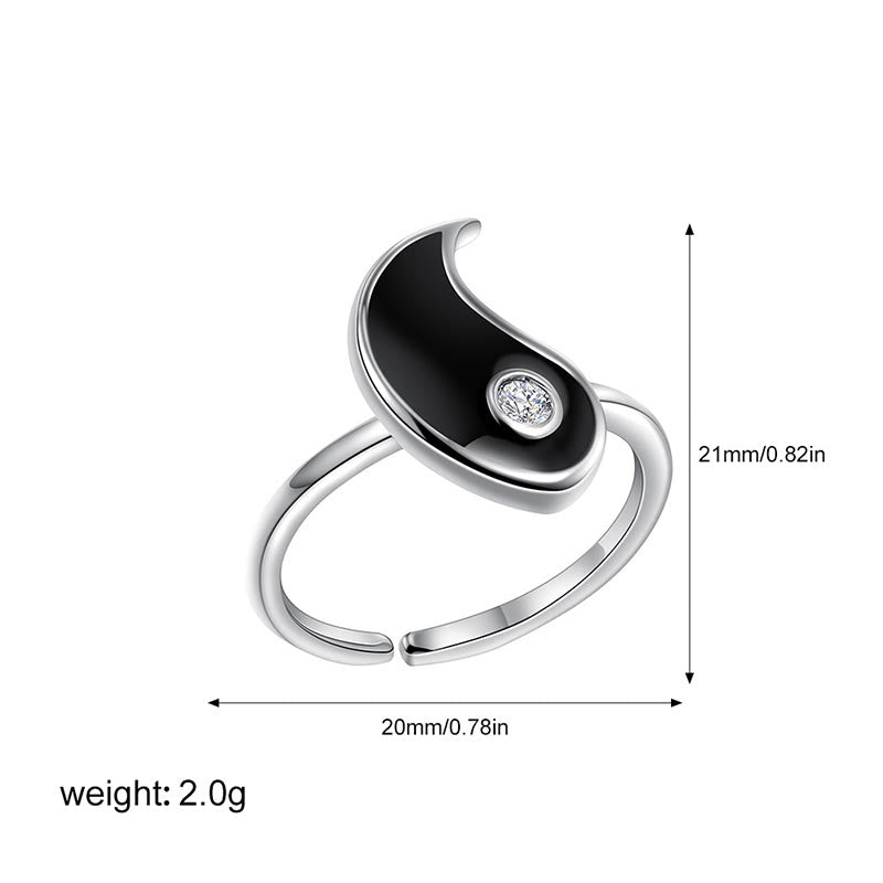Yin Yang Titanium Steel Cuff Balance Couple Ring