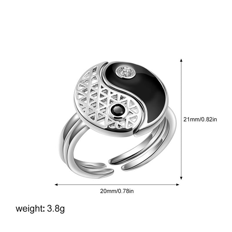 Yin Yang Titanium Steel Cuff Balance Couple Ring