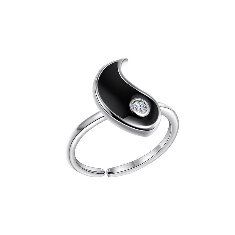 Yin Yang Titanium Steel Cuff Balance Couple Ring