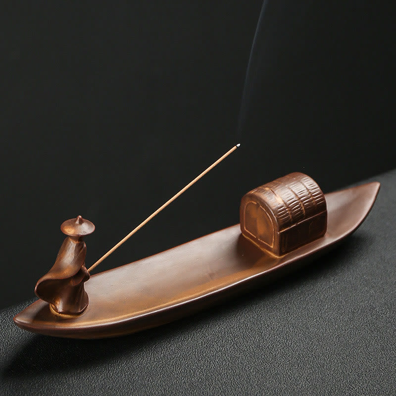 Ceramic Mudra & Lotus Meditation Stick Incense Burner - Zen Home Sanctuary Piece