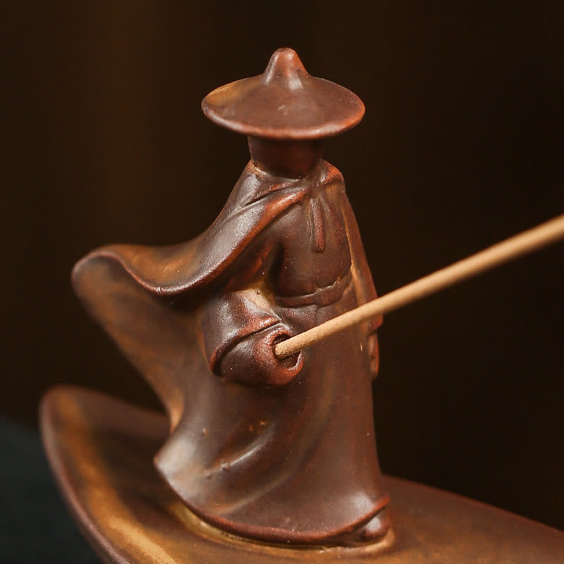 Ceramic Mudra & Lotus Meditation Stick Incense Burner - Zen Home Sanctuary Piece