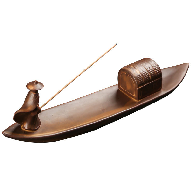 Ceramic Mudra & Lotus Meditation Stick Incense Burner - Zen Home Sanctuary Piece