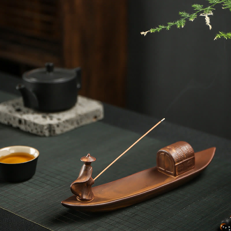 Ceramic Mudra & Lotus Meditation Stick Incense Burner - Zen Home Sanctuary Piece