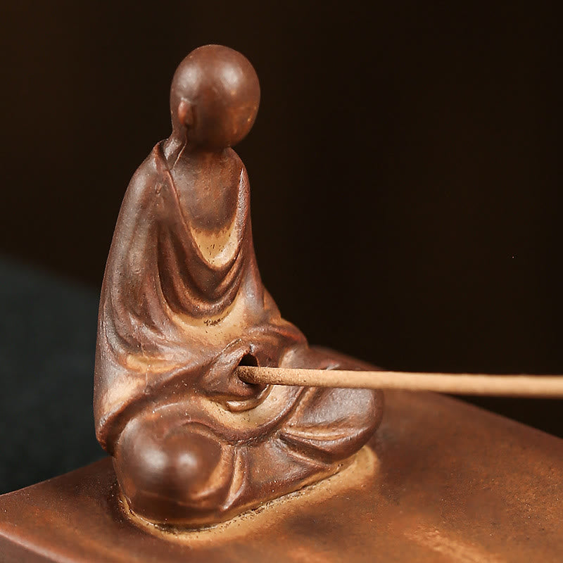 Ceramic Mudra & Lotus Meditation Stick Incense Burner - Zen Home Sanctuary Piece