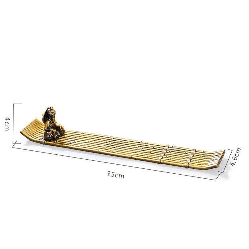 Fisherman Bamboo Fishing Boat Alloy Incense Stick Holder Healing Incense Burner Decoration