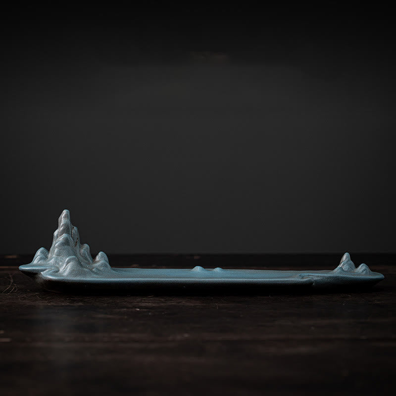 Mountains Boat Design Spiritual Healing Ceramic Stick Incense Burner Decoration