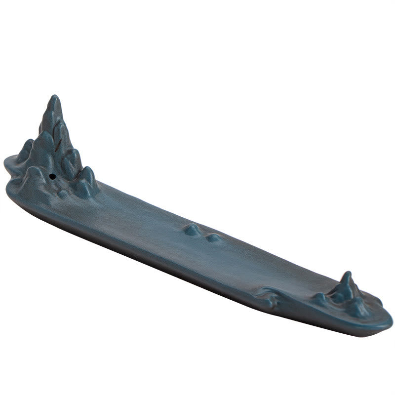 Mountains Boat Design Spiritual Healing Ceramic Stick Incense Burner Decoration