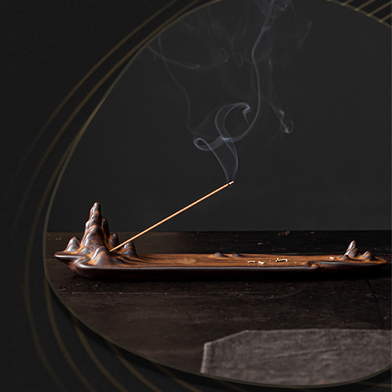 Mountains Boat Design Spiritual Healing Ceramic Stick Incense Burner Decoration