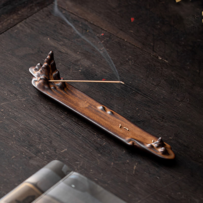 Mountains Boat Design Spiritual Healing Ceramic Stick Incense Burner Decoration