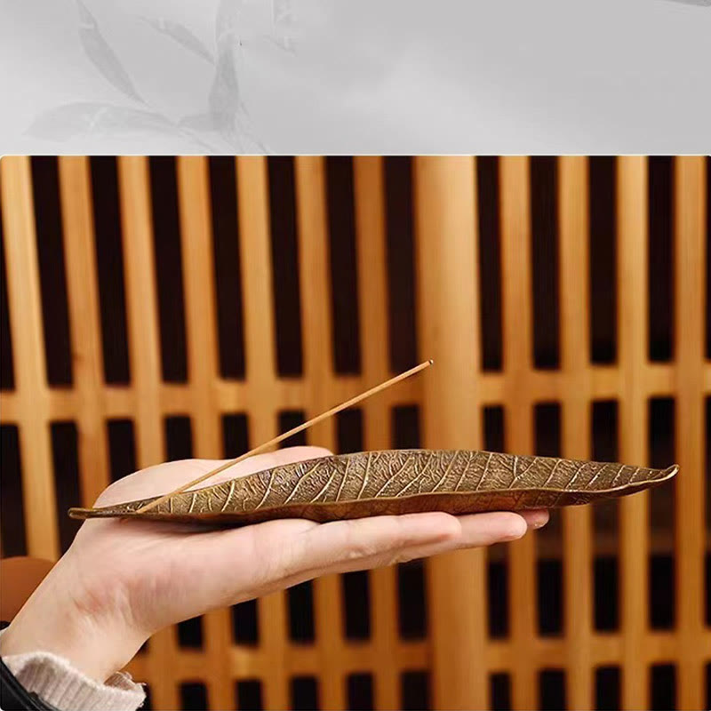 Alloy Oriental Leaf Healing Incense Burner Decoration