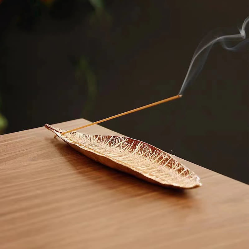 Alloy Oriental Leaf Healing Incense Burner Decoration