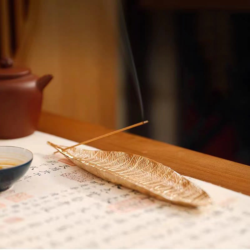 Alloy Oriental Leaf Healing Incense Burner Decoration