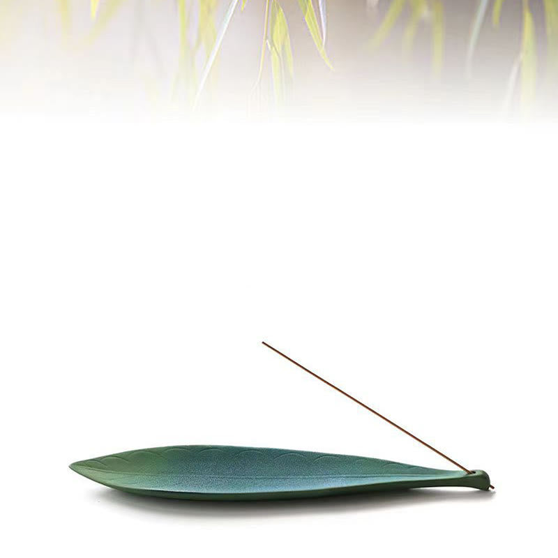 Willow Leaf Healing Ceramic Stick Incense Burner Decoration