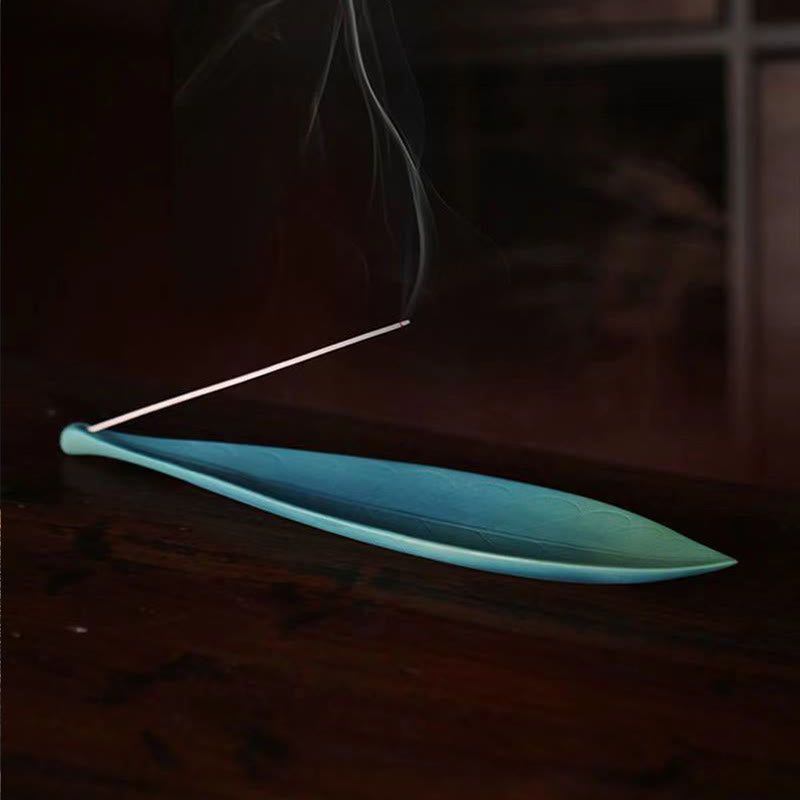 Willow Leaf Healing Ceramic Stick Incense Burner Decoration