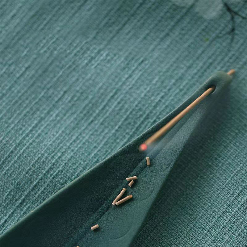 Willow Leaf Healing Ceramic Stick Incense Burner Decoration