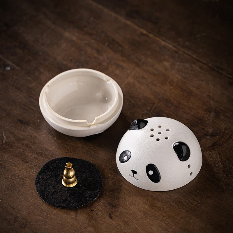 Minimalist Panda Ceramic Incense Burner for Mindful Desk Decoration