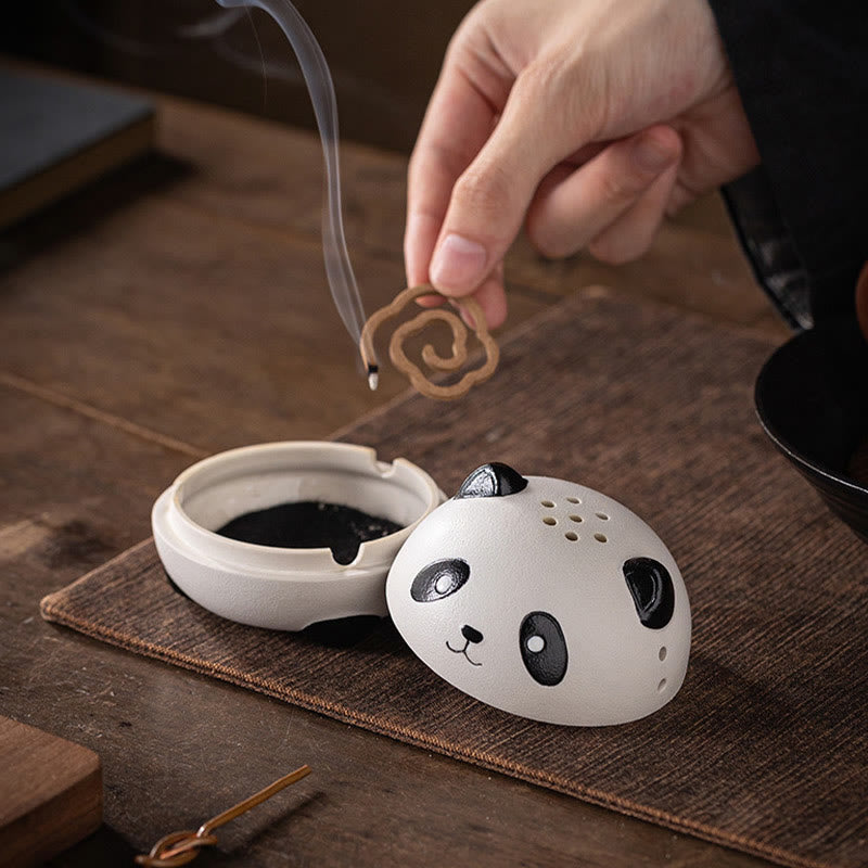 Minimalist Panda Ceramic Incense Burner for Mindful Desk Decoration