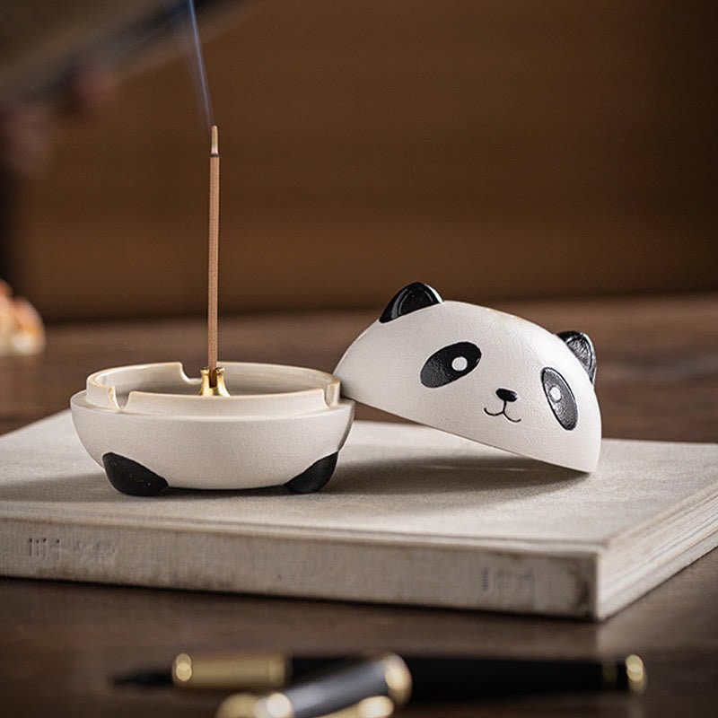 Minimalist Panda Ceramic Incense Burner for Mindful Desk Decoration
