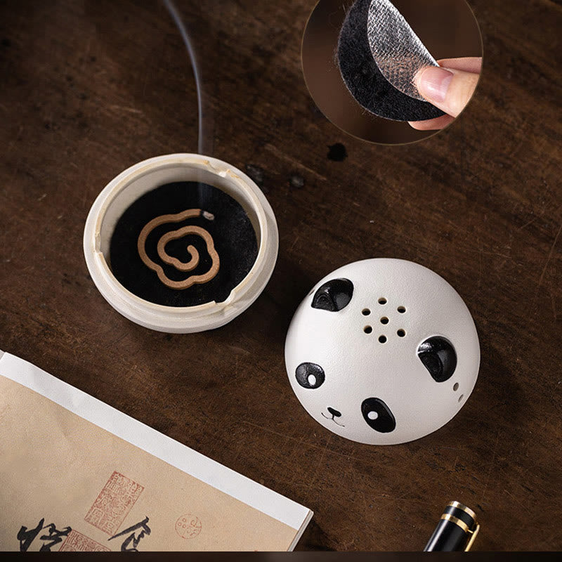 Minimalist Panda Ceramic Incense Burner for Mindful Desk Decoration