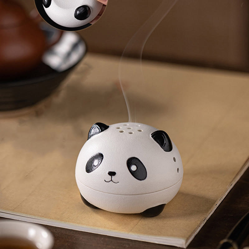 Minimalist Panda Ceramic Incense Burner for Mindful Desk Decoration