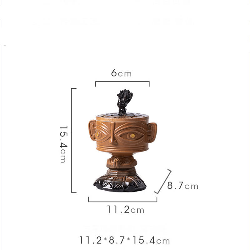 Sanxingdui Mask Ceramic Incense Burner Desk Decoration